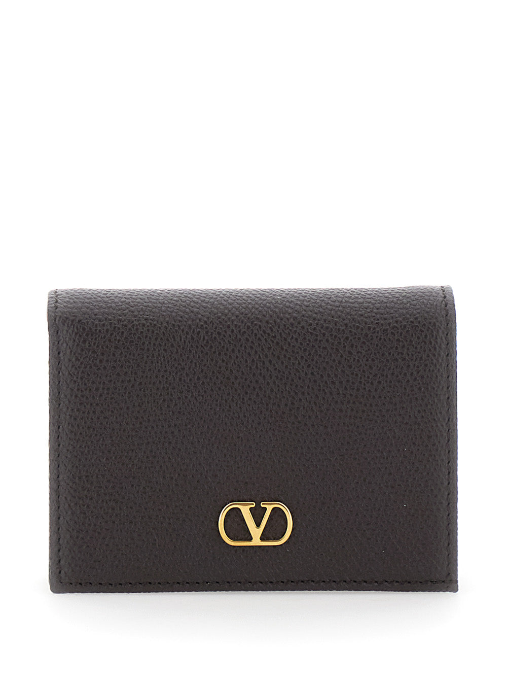 Valentino Garavani Calf Leather Flap Wallet — Brown
