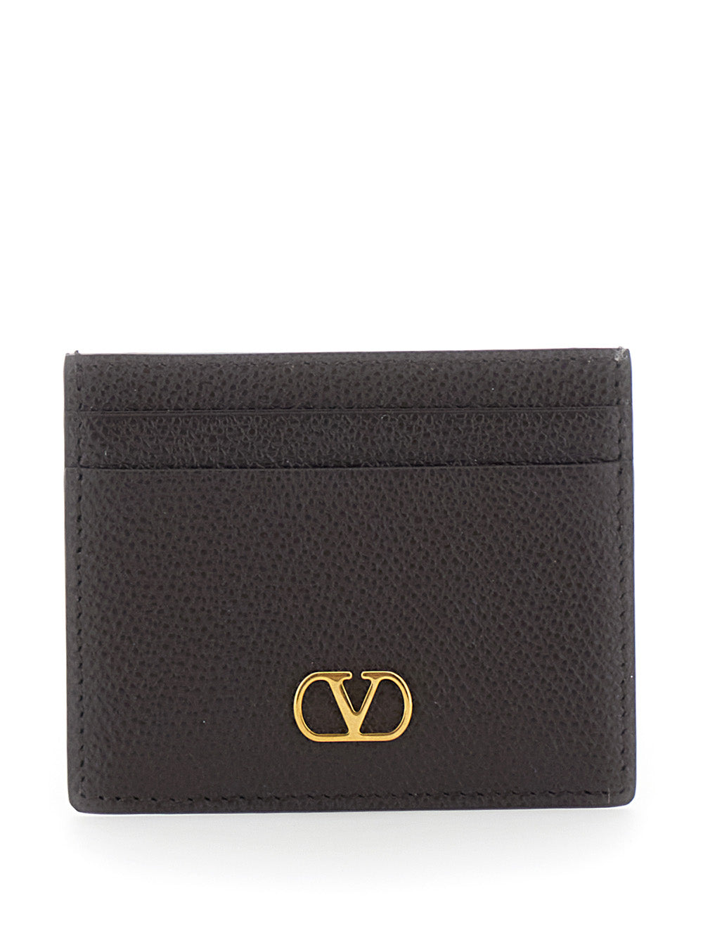 Valentino Garavani Vlogo Calf Leather Card Case — Brown Cases