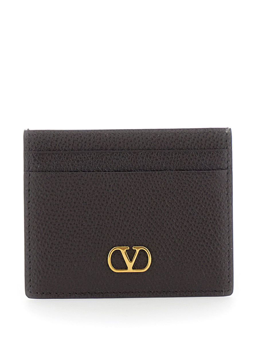 Valentino Garavani Vlogo Calf Leather Card Case — Brown Cases