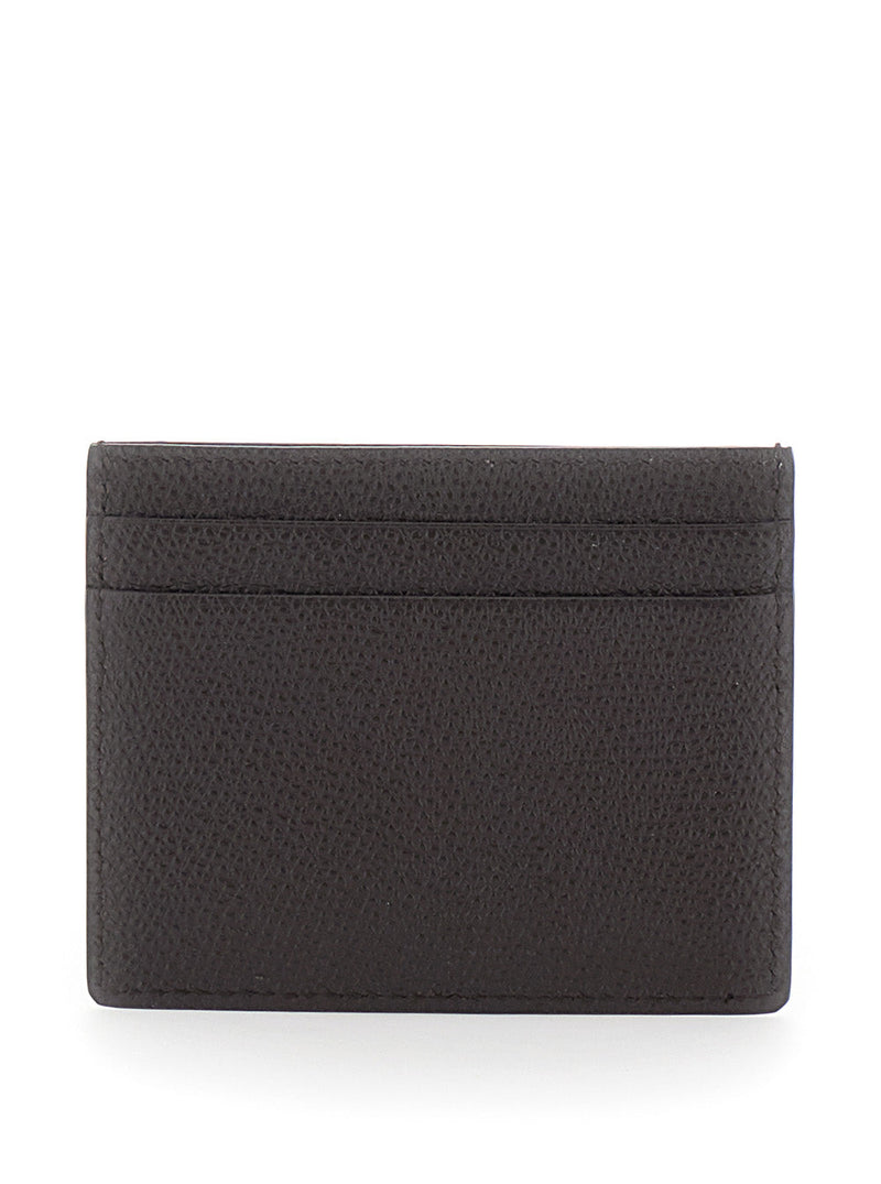 Valentino Garavani Vlogo Calf Leather Card Case — Brown Cases