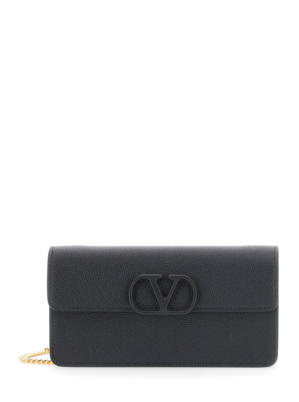 Valentino Garavani Vlogo Shoulder Bag — Black Calf Leather