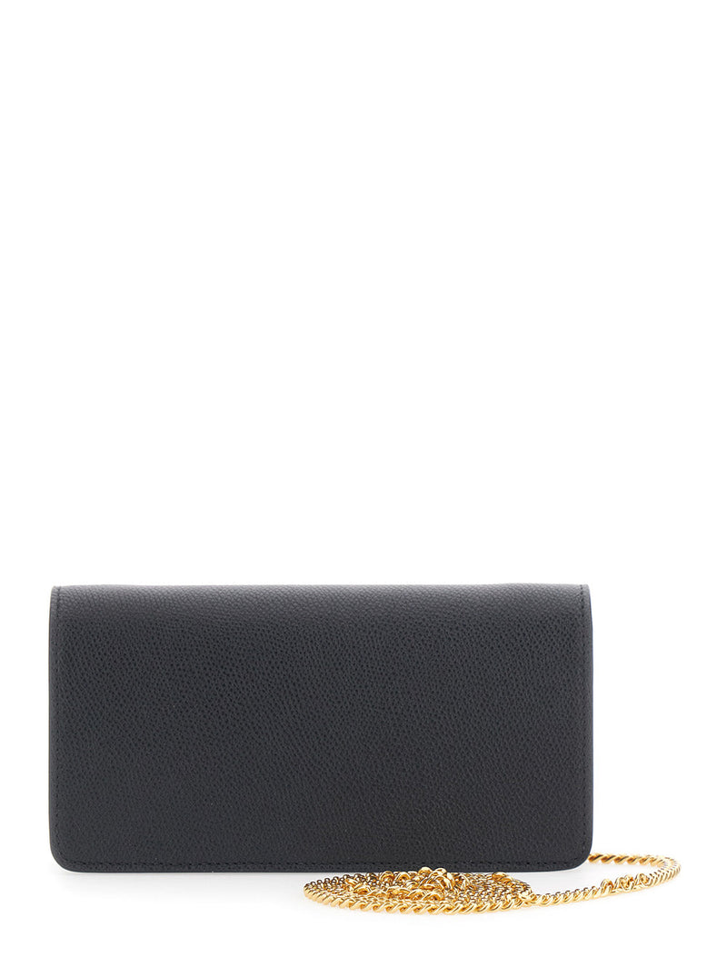Valentino Garavani Vlogo Shoulder Bag — Black Calf Leather
