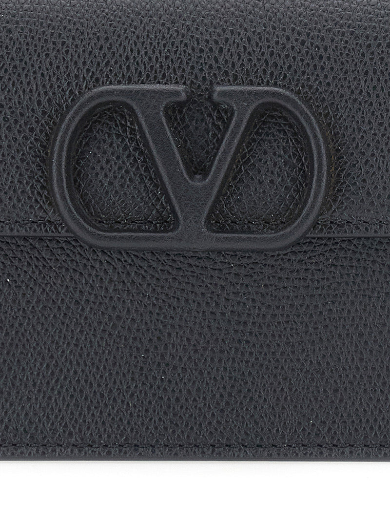 Valentino Garavani Vlogo Shoulder Bag — Black Calf Leather