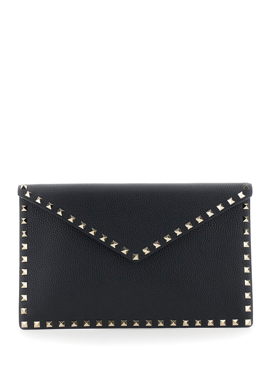 Valentino Garavani Clutch — Black Calf Leather