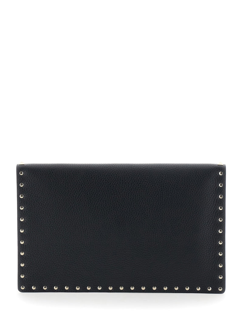 Valentino Garavani Clutch — Black Calf Leather