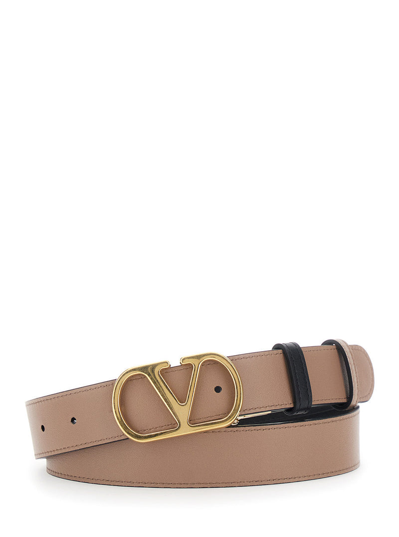 Valentino Garavani Reversible Calf Leather Belt — Black
