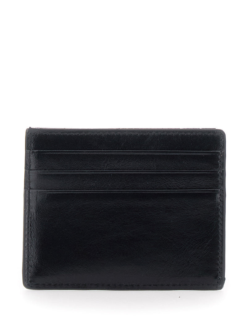 Versace Embossed Logo Lamb Leather Card Case — Black Cases