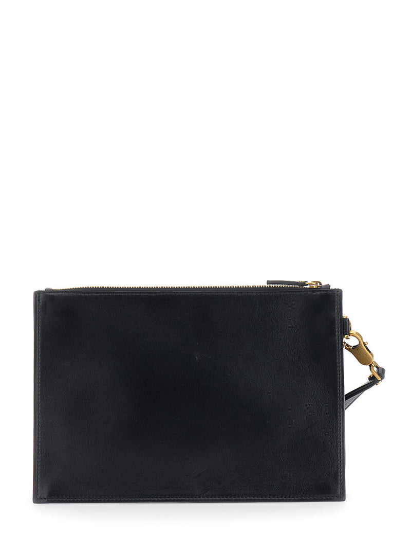 Versace Medusa-Emblem Lambskin Clutch — Black
