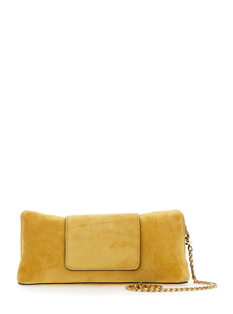 Versace Suede With Medusa Lock Shoulder Bag — Yellow Lamb