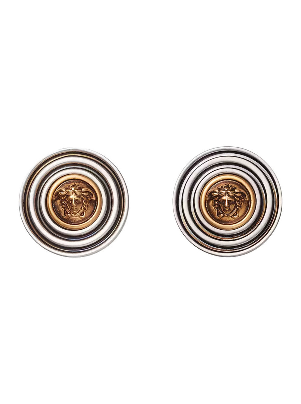 Versace Medusa Head Hoop Earrings — Silver Metal