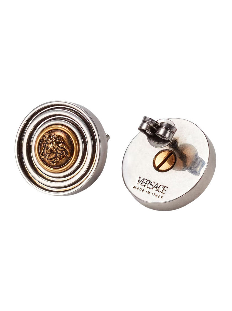 Versace Medusa Head Hoop Earrings — Silver Metal