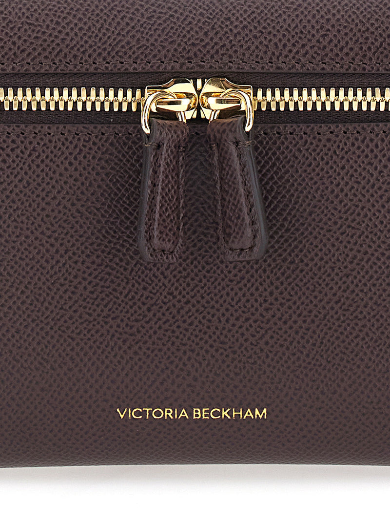 Victoria Beckham Calf Leather Crossbody Bag — Burgundy