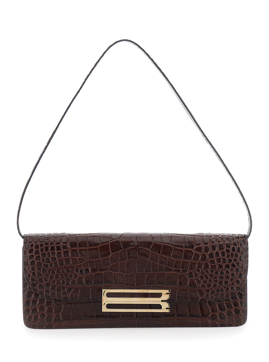 Victoria Beckham Dorian Clutch — Brown Calf Leather