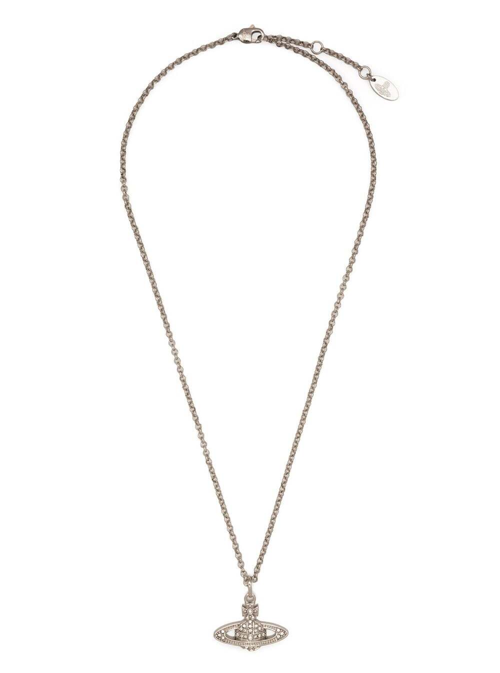 Vivienne Westwood Orb Pendant With Rhinestones Necklace — Silver Brass Necklaces