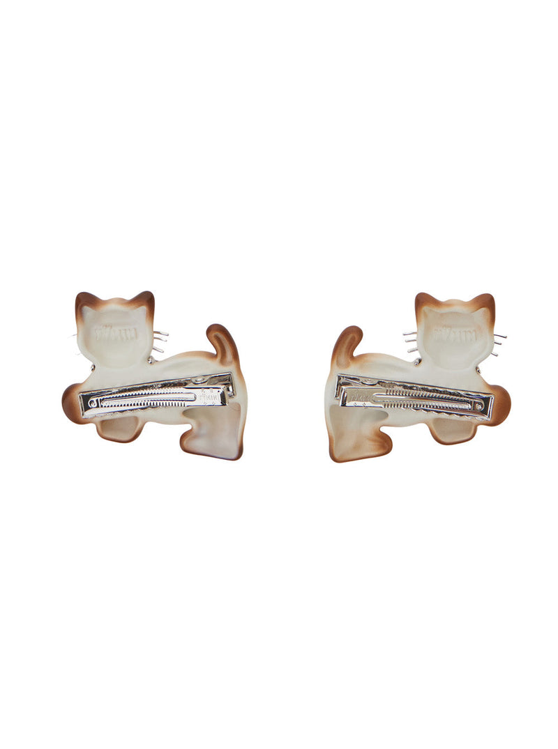 Yvmin Kitten-Shaped Fabric Hair Clip — Brown Pins Claws & Clips