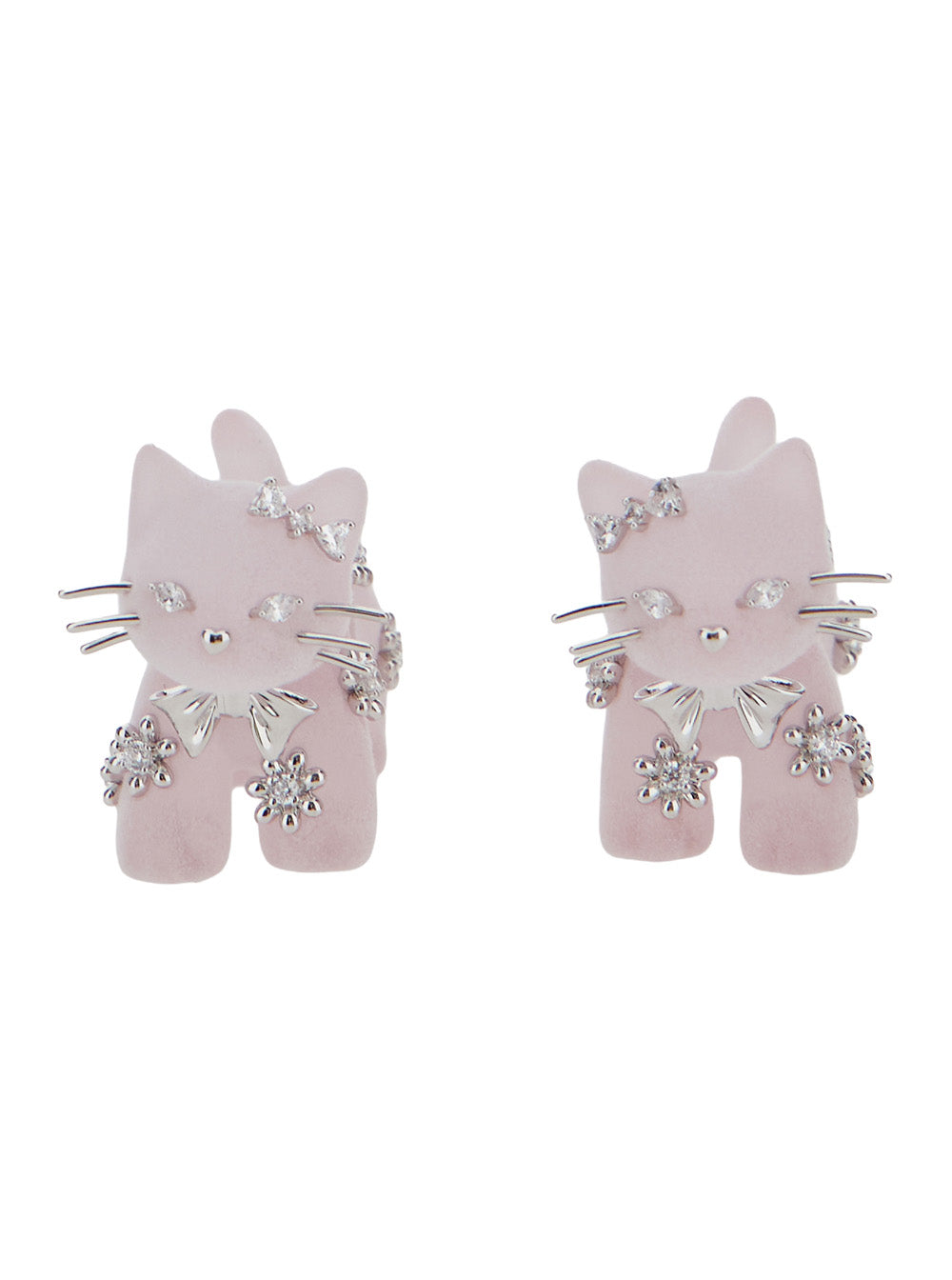 Yvmin Earrings — Pink Fabric With Metal Accents