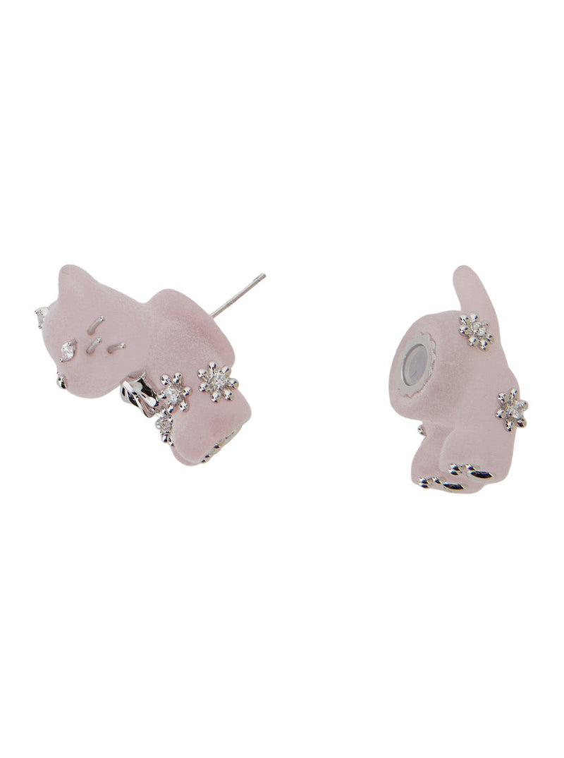 Yvmin Earrings — Pink Fabric With Metal Accents