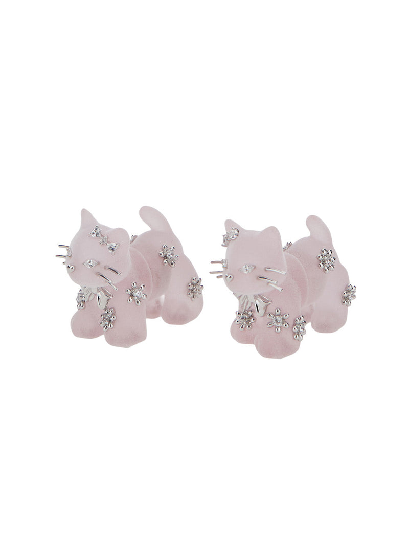 Yvmin Earrings — Pink Fabric With Metal Accents