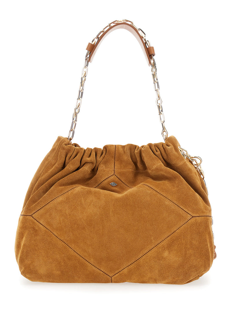 Ba&sh June Shoulder Bag — Beige Suede