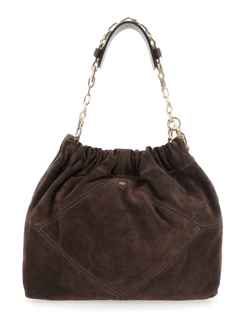 Ba&sh June Shoulder Bag — Brown Suede