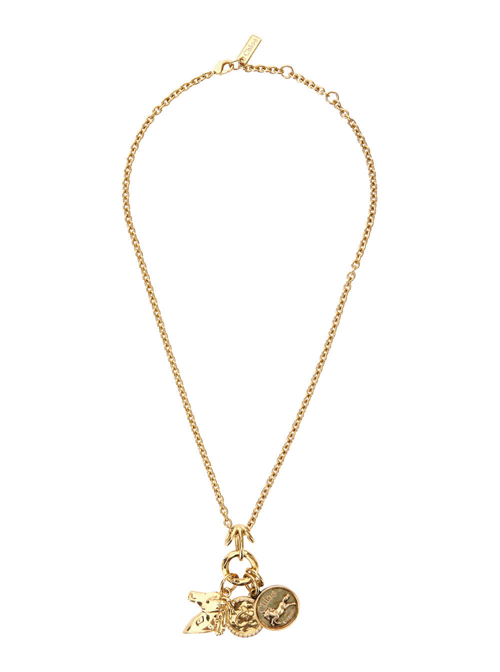 Chloé Three-Charm Chain Necklace — Gold Brass With Gold-coloured Logo Necklaces