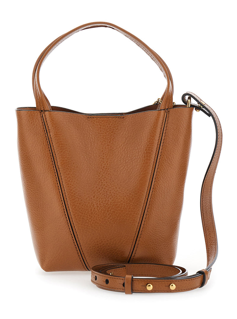 Chloé Spin Shoulder Bag — Brown Leather