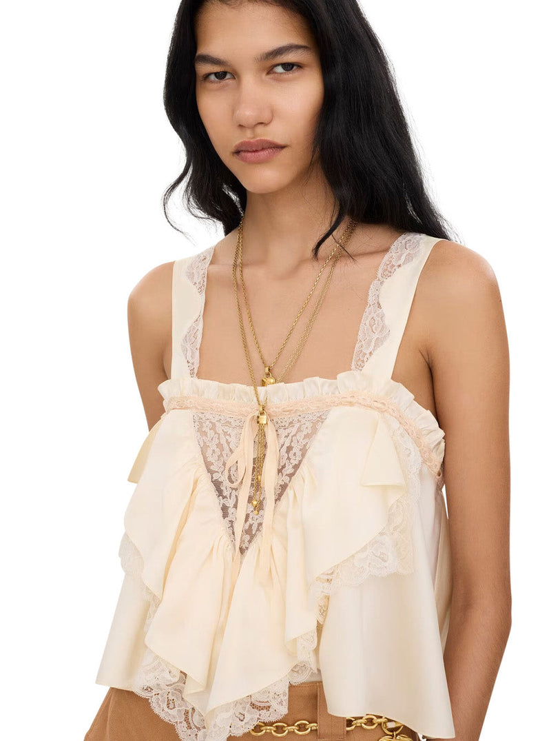 Chloé Layered Chain With Logo Pendant And Padlock Necklace — Gold Brass Necklaces