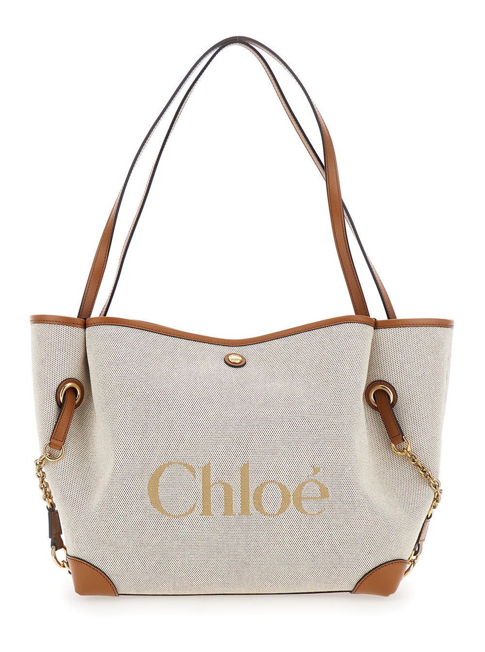 Chloé Clover Tote Bag — Brown Cotton