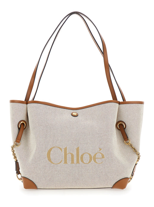 Chloé Clover Tote Bag — Brown Cotton