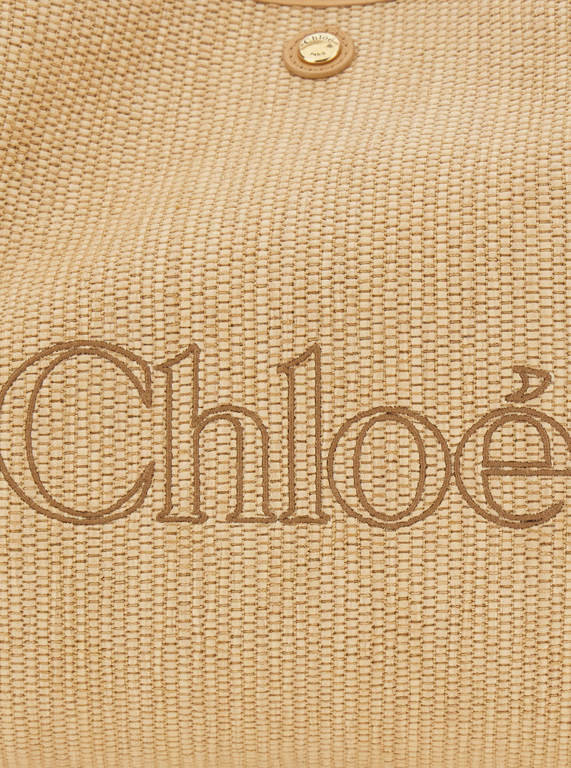 Chloé Raffia-Effect Fabric Tote Bag — Beige (raffia Effect)
