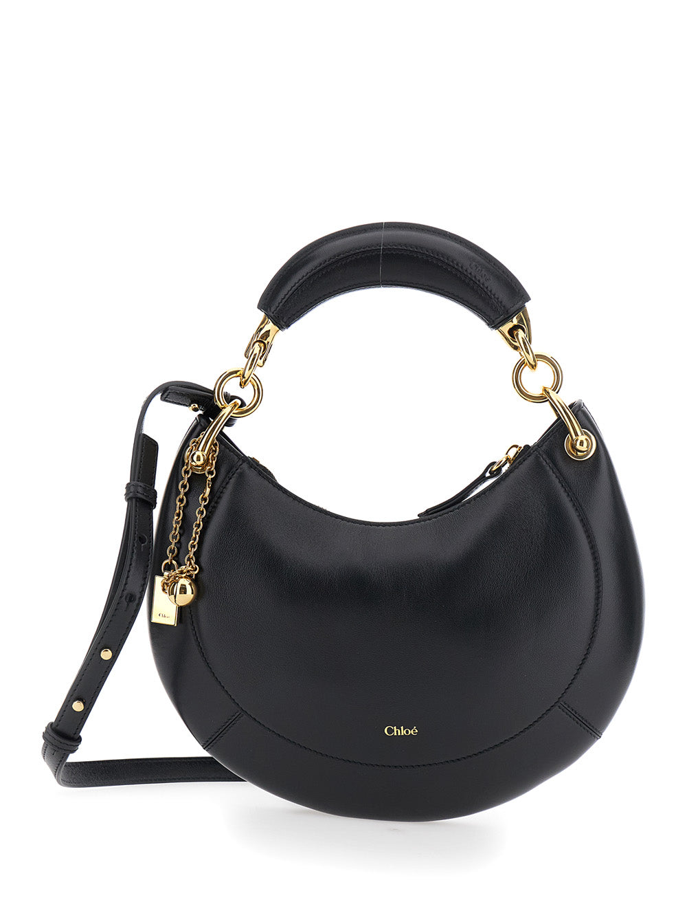 Chloé Leather Hobo Shoulder Bag — Black