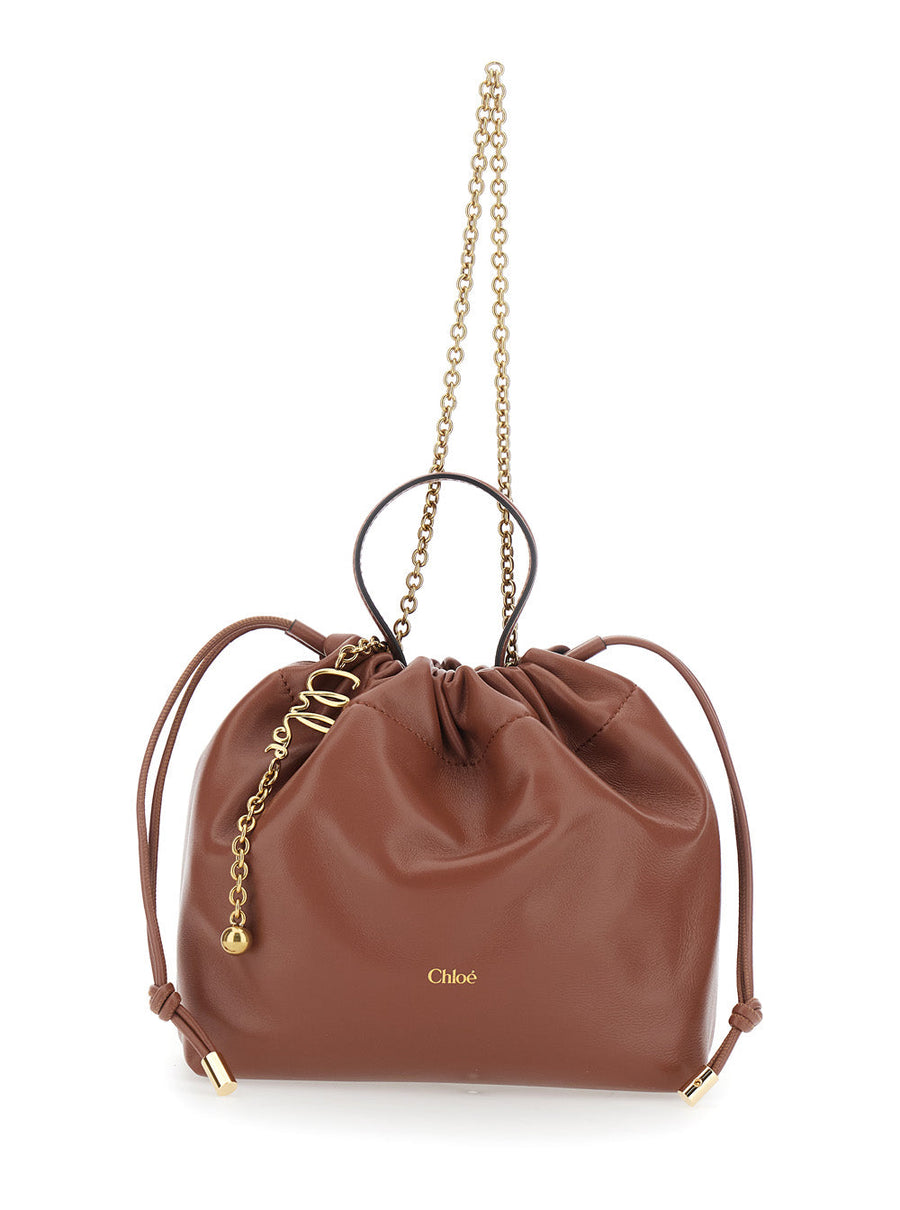 Chloé Leather Drawstring Shoulder Bag — Brown Lamb