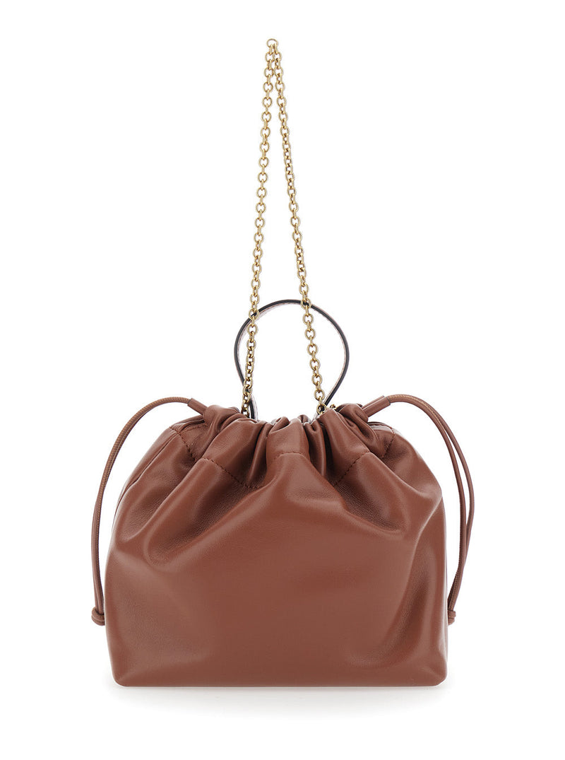 Chloé Leather Drawstring Shoulder Bag — Brown Lamb