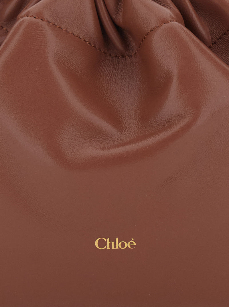 Chloé Leather Drawstring Shoulder Bag — Brown Lamb