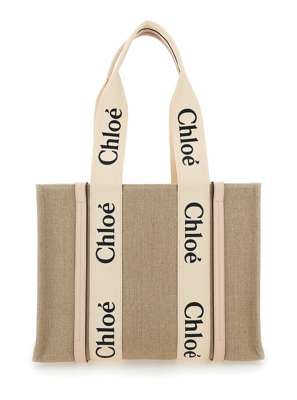 Chloé Medium Woody Tote Bag — Beige Linen