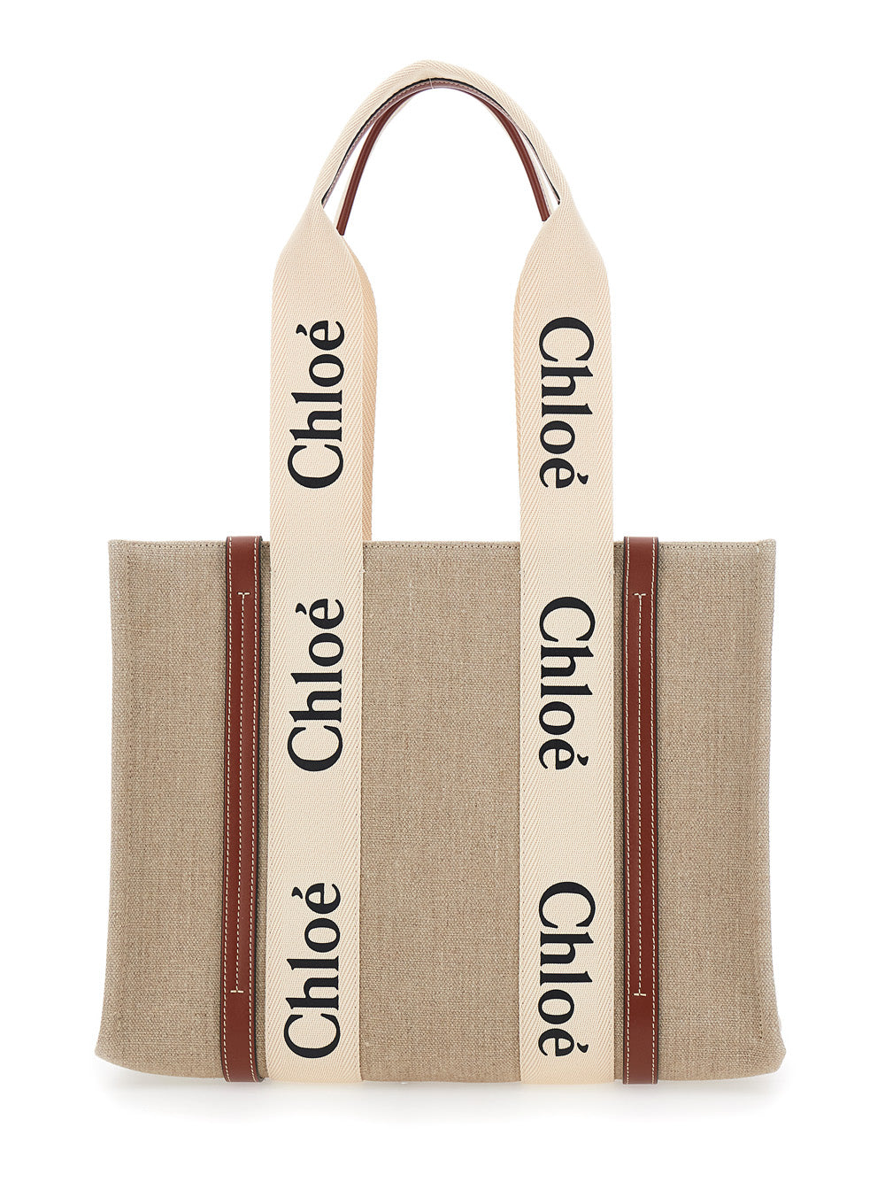 Chloé Woody Tote Bag — Beige Linen