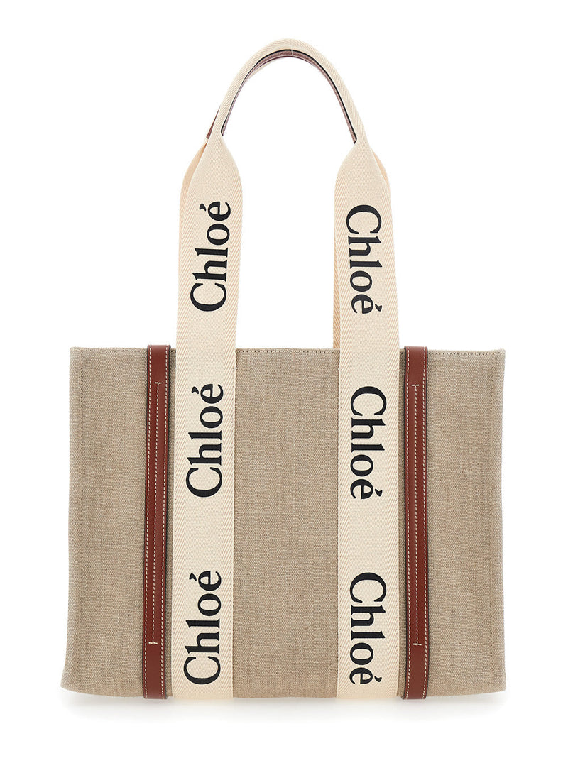 Chloé Woody Tote Bag — Beige Linen
