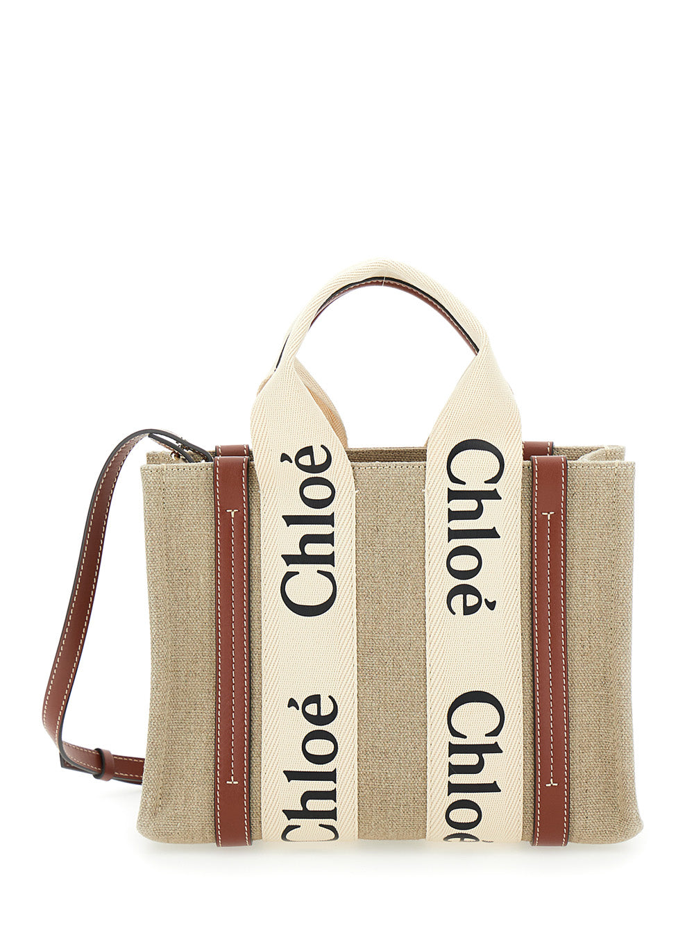 Chloé Woody Tote Bag — Beige Linen