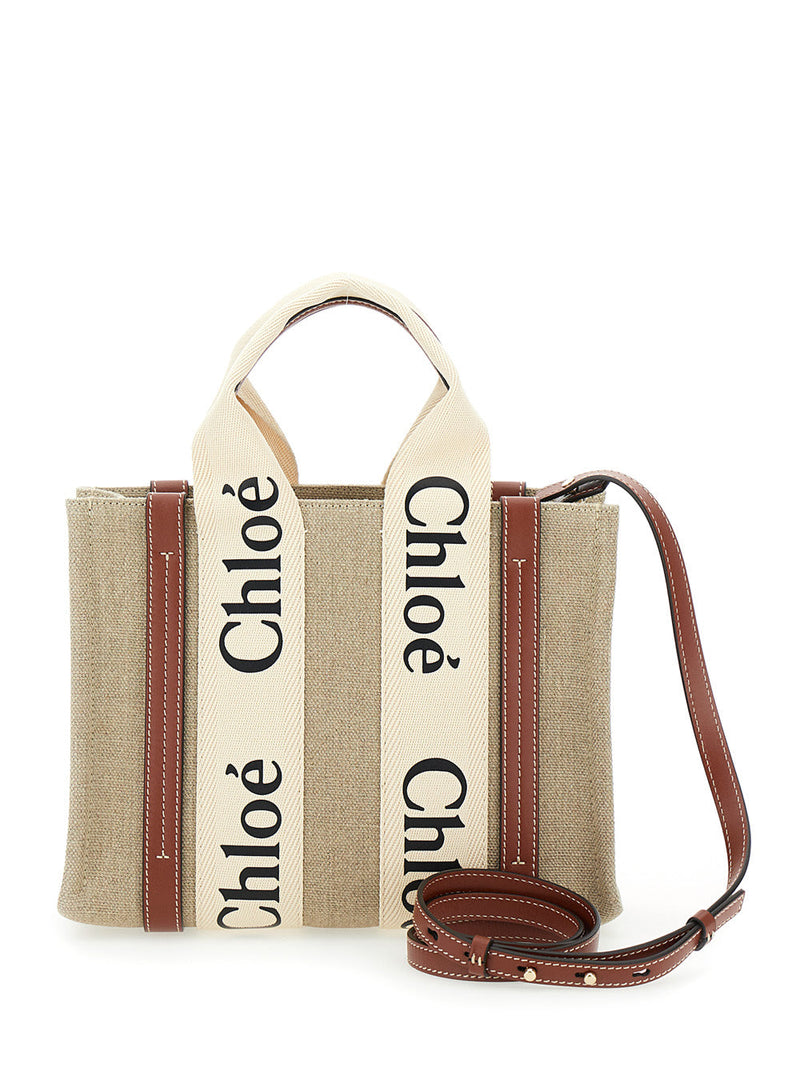 Chloé Woody Tote Bag — Beige Linen
