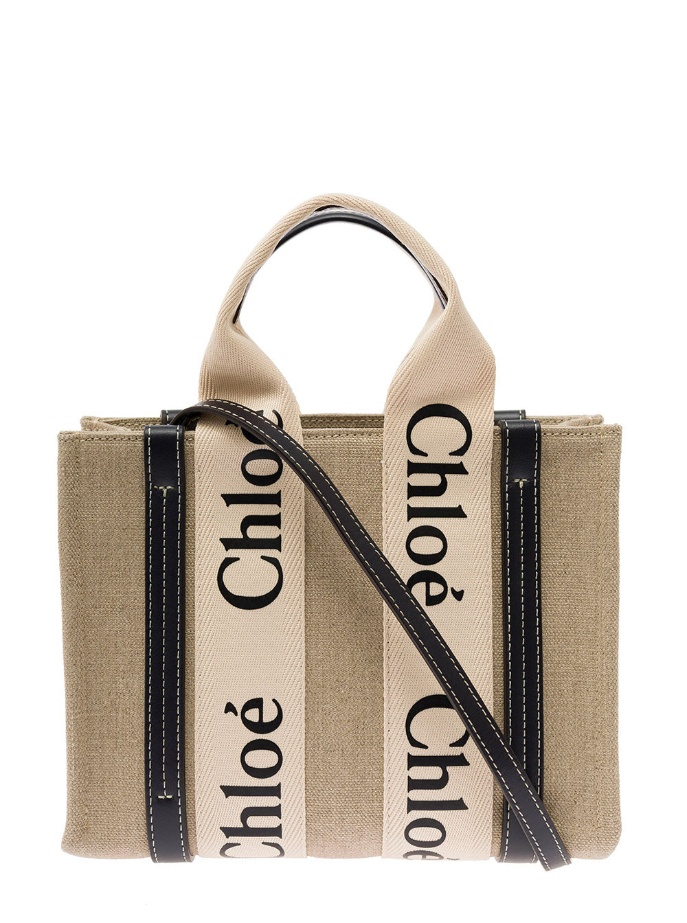 Chloé Woody Tote Bag — Beige Linen
