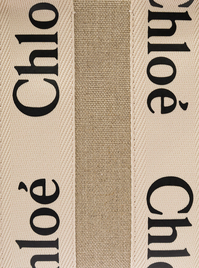 Chloé Woody Tote Bag — Beige Linen