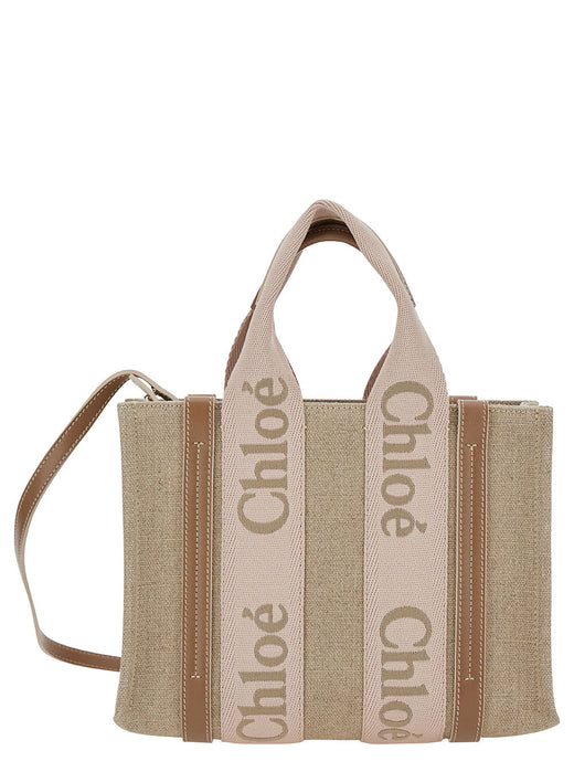 Chloé Woody Piccola Tote Bag — Beige Linen