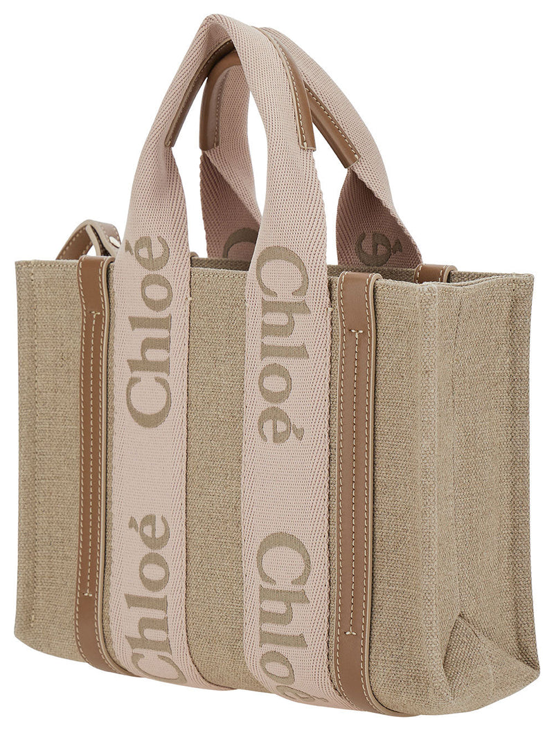 Chloé Woody Piccola Tote Bag — Beige Linen