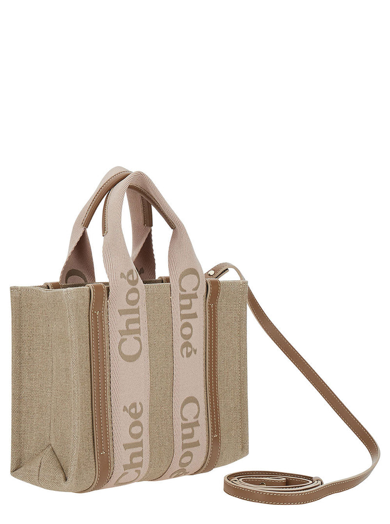 Chloé Woody Piccola Tote Bag — Beige Linen