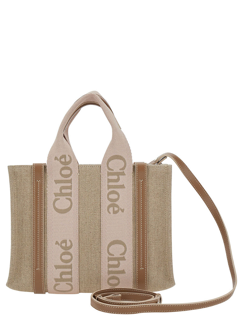 Chloé Woody Piccola Tote Bag — Beige Linen