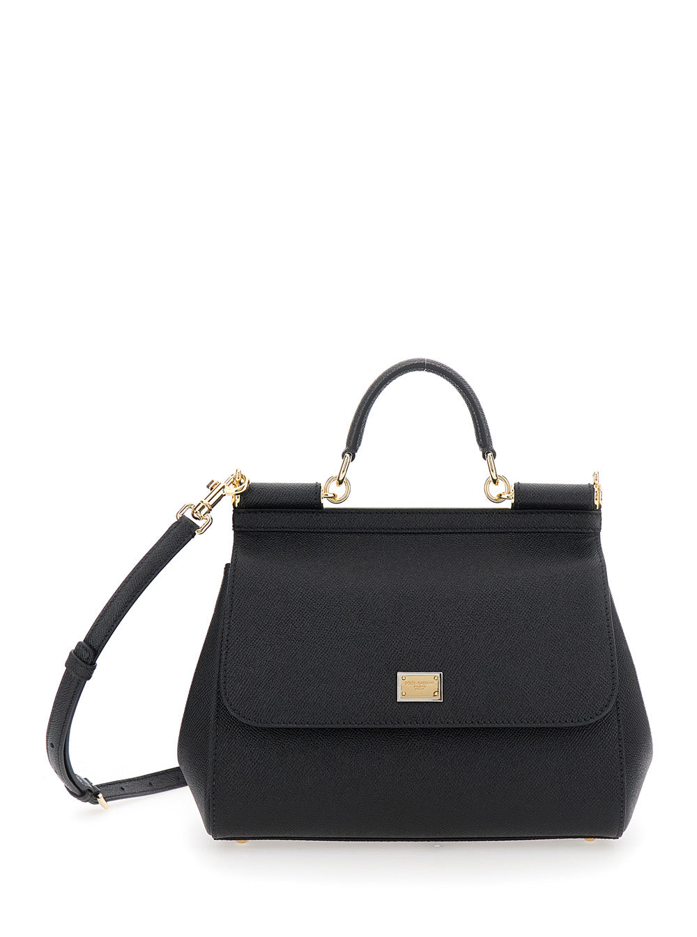 Dolce & Gabbana Sicily Top Handle Bag — Black Cotton