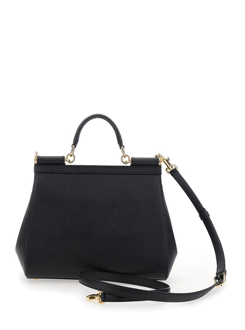 Dolce & Gabbana Sicily Top Handle Bag — Black Cotton