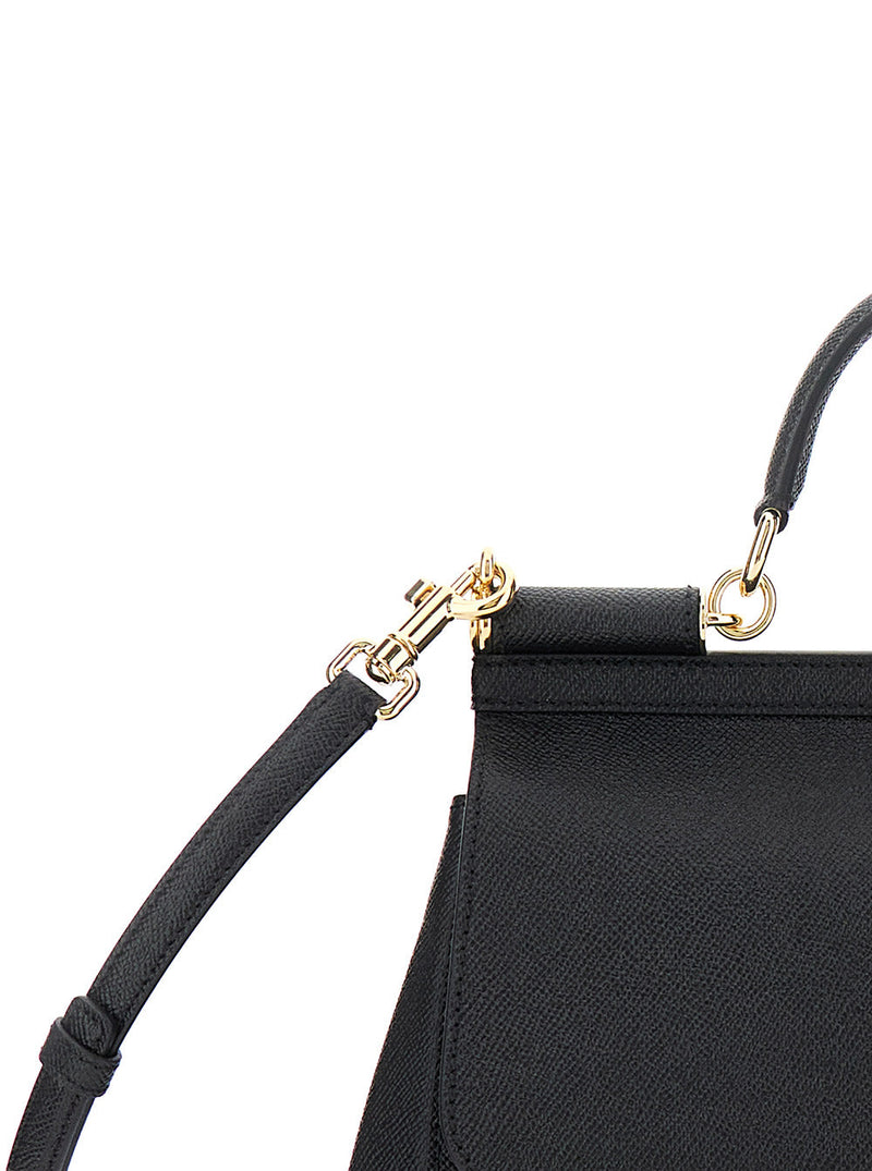 Dolce & Gabbana Sicily Top Handle Bag — Black Cotton