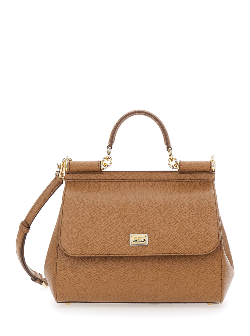 Dolce & Gabbana My Sicily Top Handle Bag — Brown Cotton