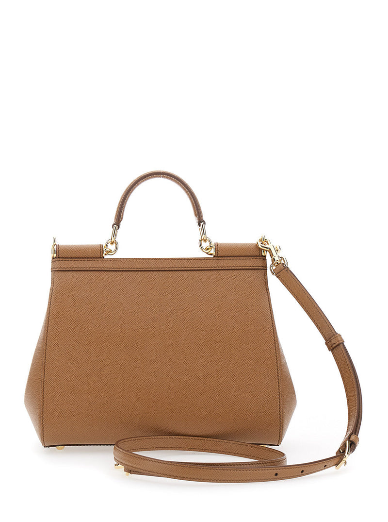 Dolce & Gabbana My Sicily Top Handle Bag — Brown Cotton